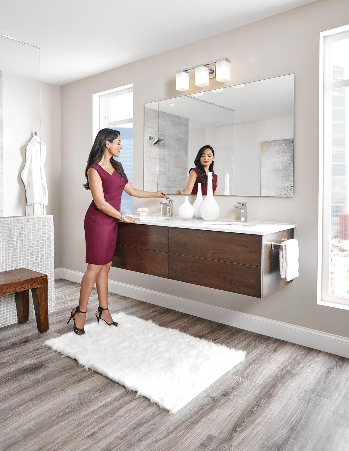 image:imageMoen S8000 Via OneHandle Modern Bathroom Faucet Matte Black and ChromeChrome