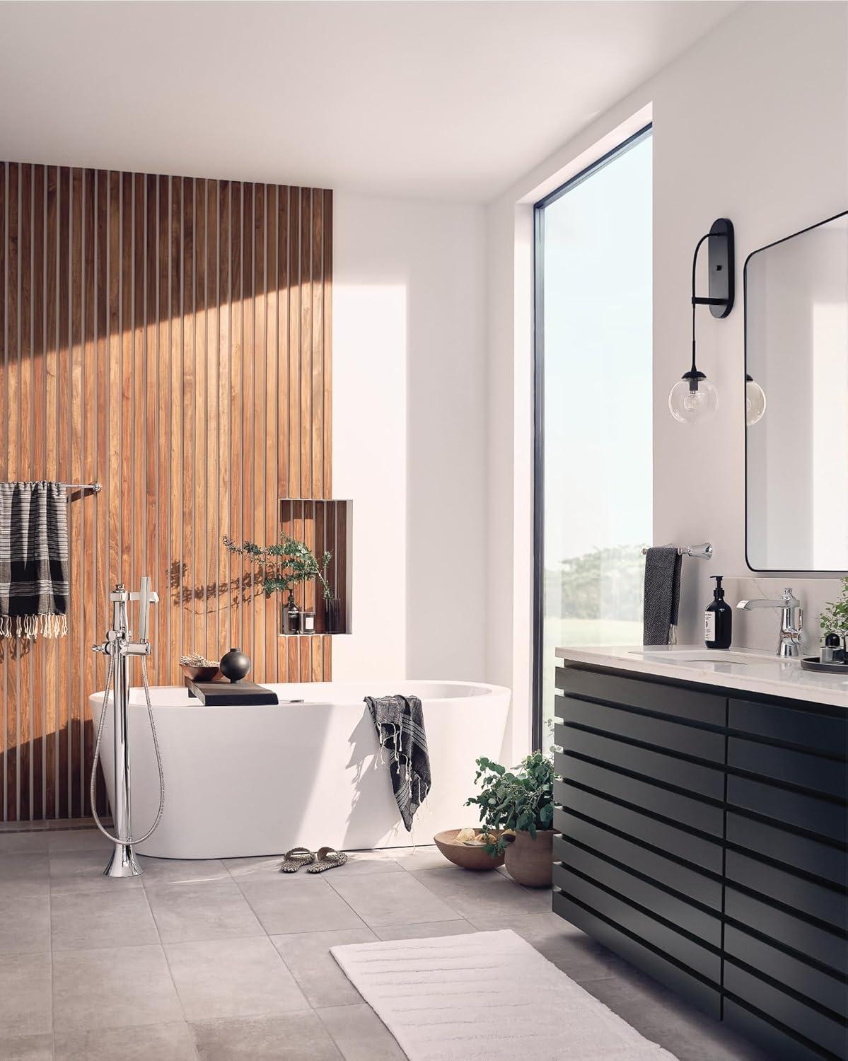 image:imageMoen S931 Flara OneHandle Freestanding Floor Mount Tub Filler with Handshower ChromePolished Nickel