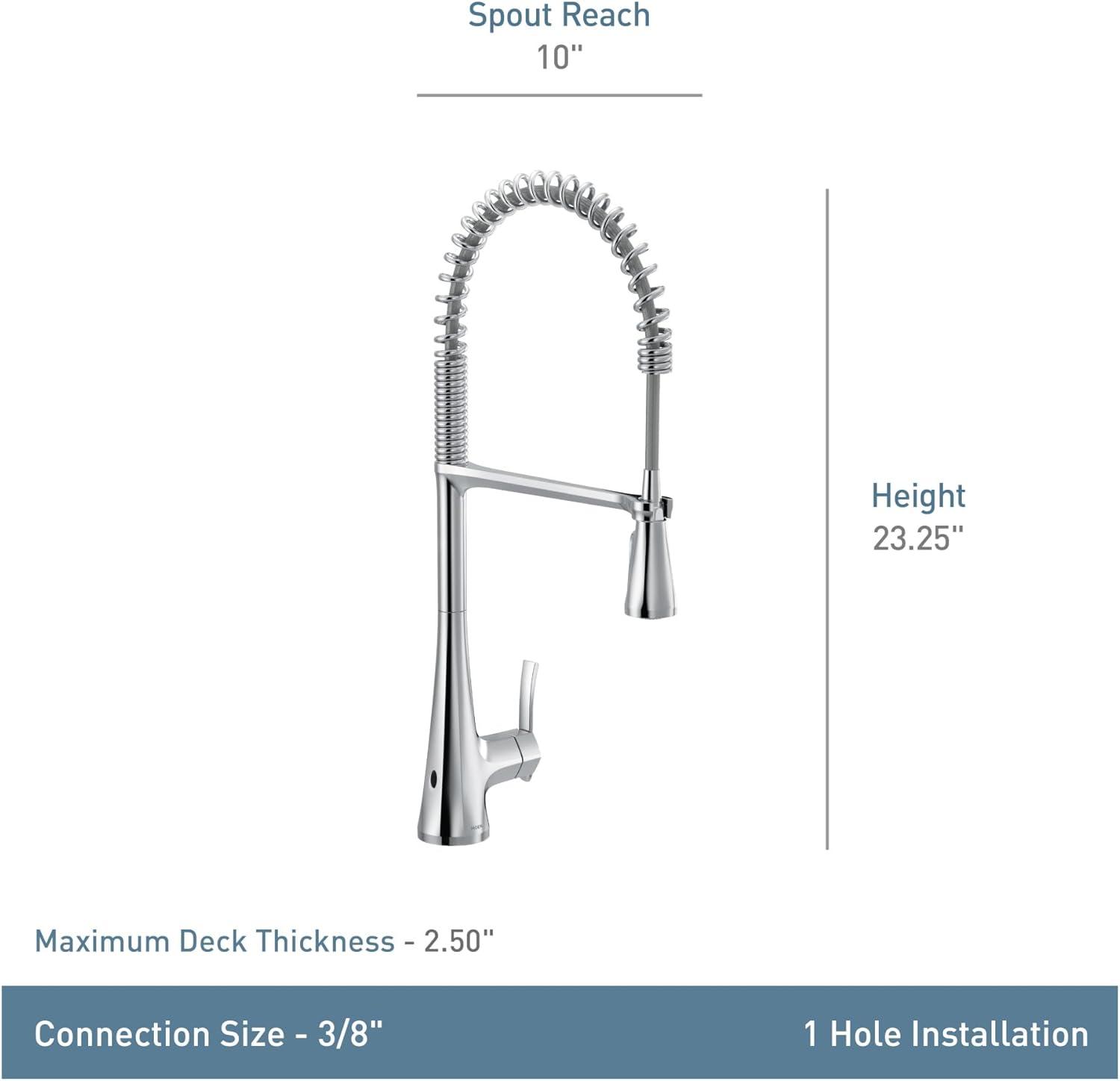 image:imageMoen Sinema Matte Black SingleHandle Touchless High Arc Pulldown Kitchen Faucet Spring Kitchen Sink Faucet with Pulldown Sprayer Head and Wave Motion Sensor S5235EWBL