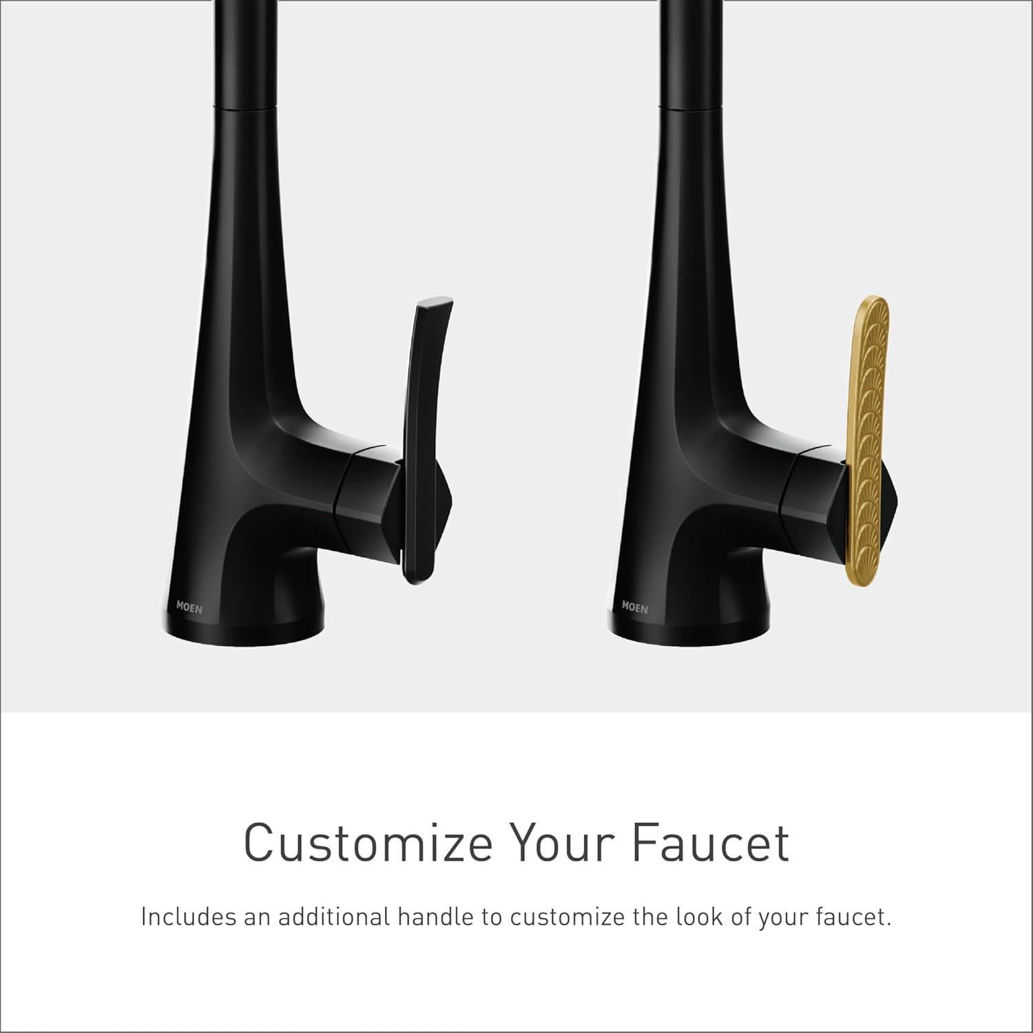 image:imageMoen Sinema Matte Black SingleHandle Touchless High Arc Pulldown Kitchen Faucet Spring Kitchen Sink Faucet with Pulldown Sprayer Head and Wave Motion Sensor S5235EWBL