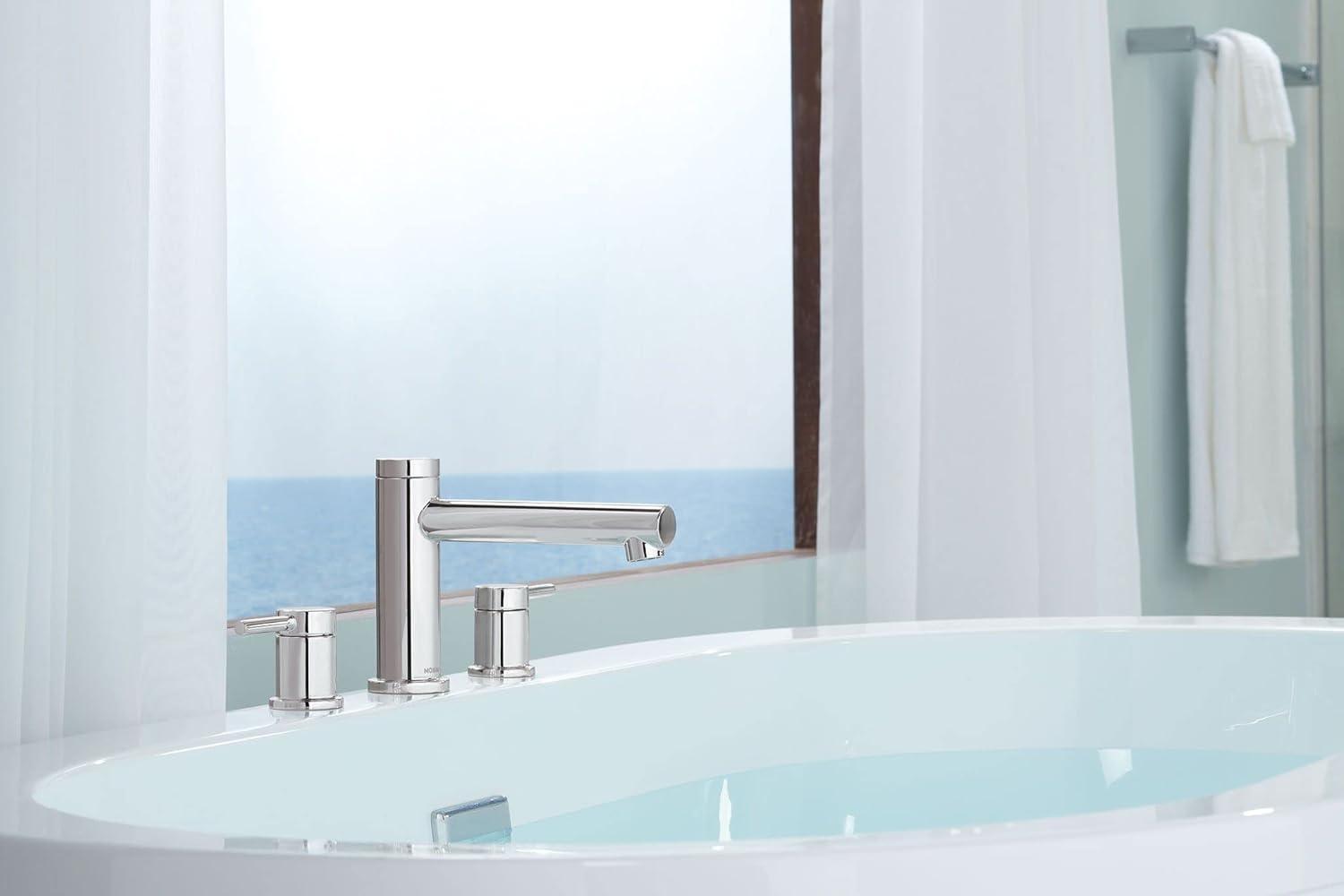 image:imageMoen T393BG Align 2Handle Deck Mount Modern Roman Tub Faucet Trim Kit Valve Required Brushed GoldChrome