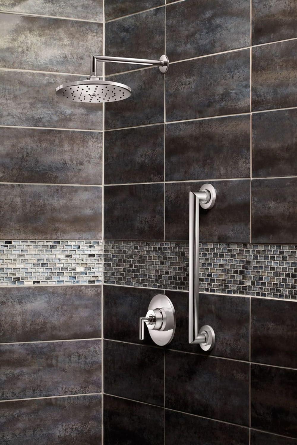 image:imageMoen TS22002BL Arris PosiTemp Pressure Balancing Modern Shower Trim Kit with 10Inch Rainshower Valve Required Matte BlackChrome