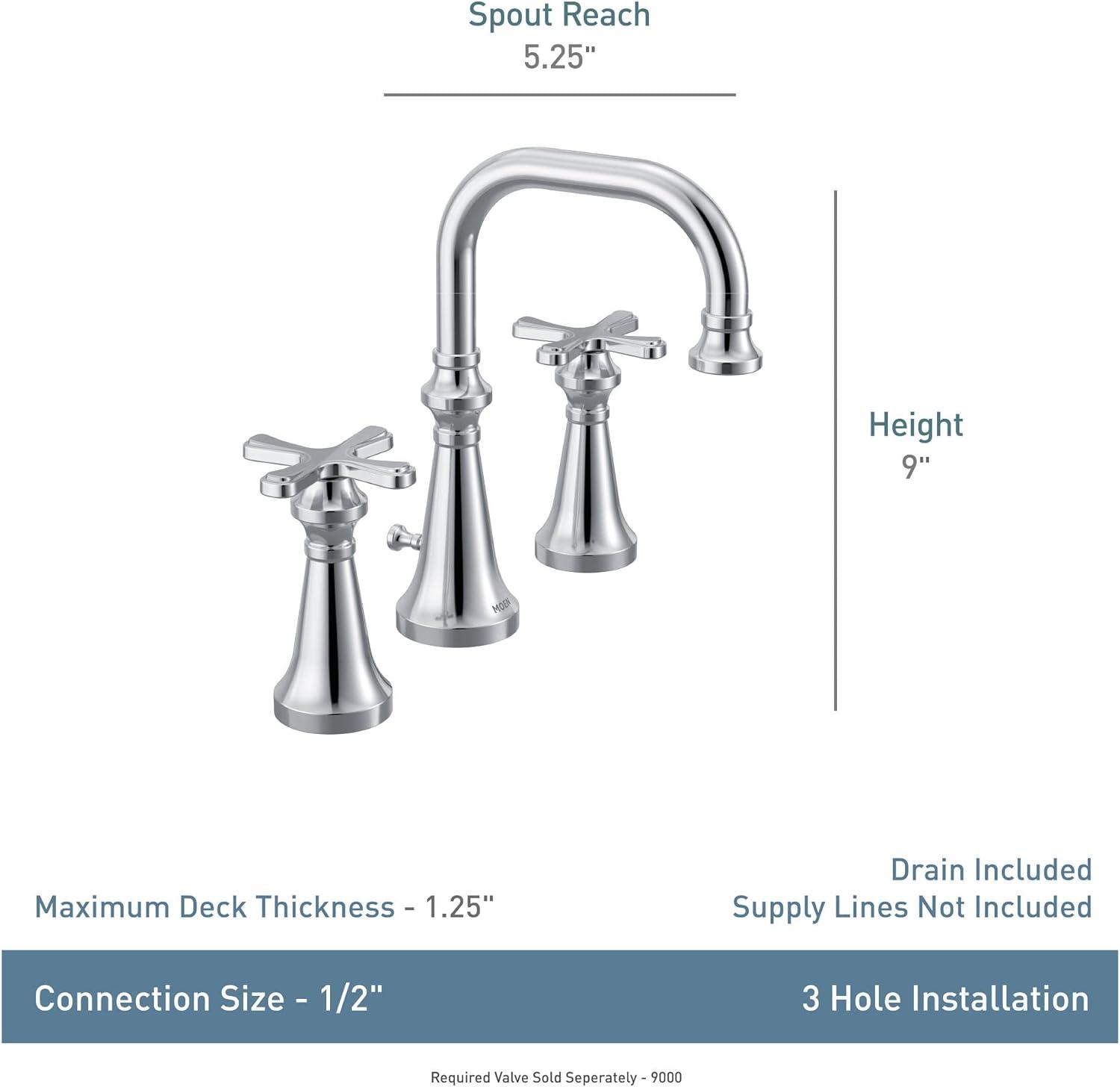 image:imageMoen TS44103 Colinet Traditional TwoHandle Widespread HighArc Bathroom Faucet with Cross Handles Valve Required ChromeMatte Black