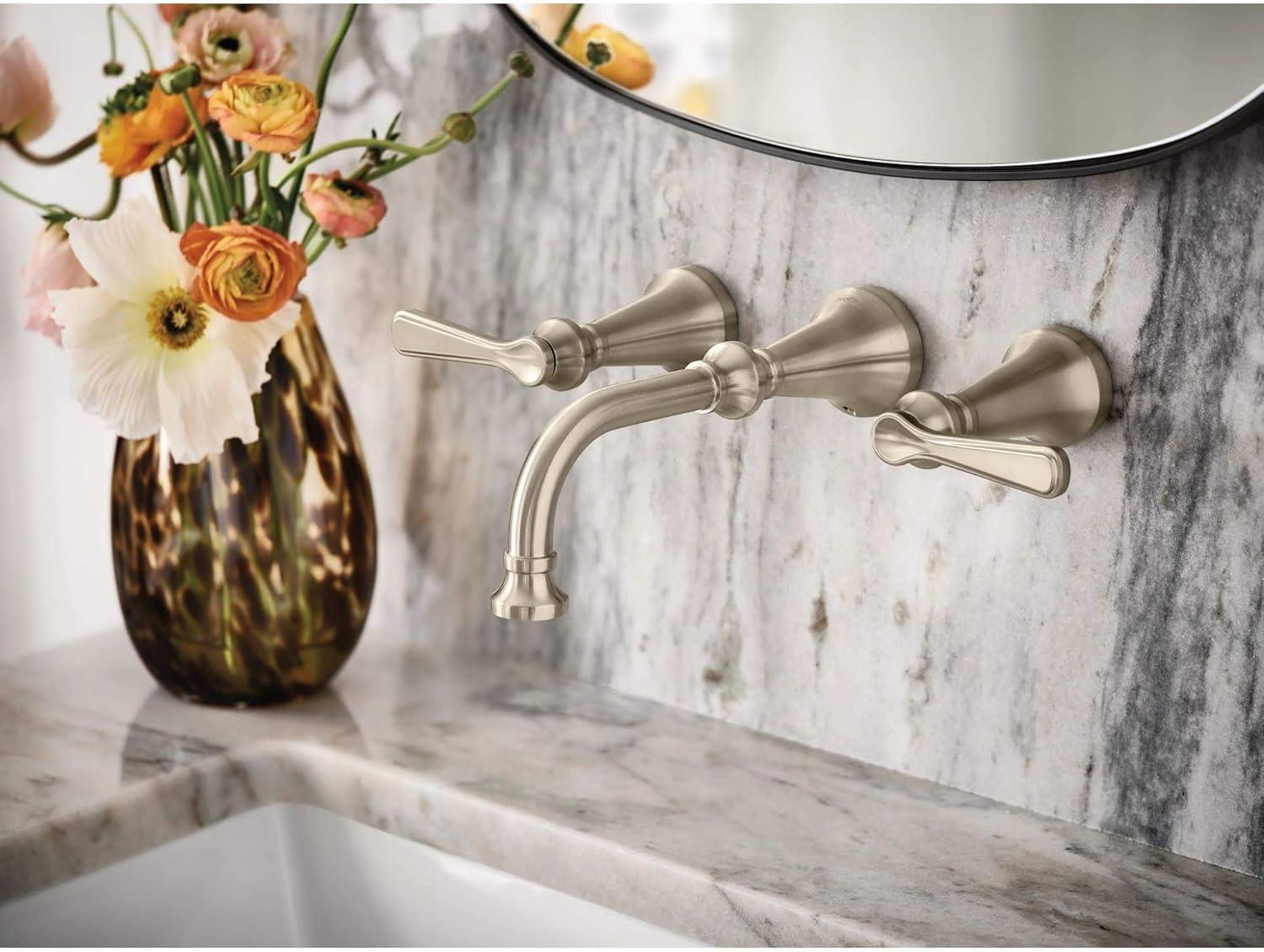 image:imageMoen TS44104BL Colinet Traditional Lever Handle Wall Mount Bathroom Faucet Trim Valve Required Matte Black