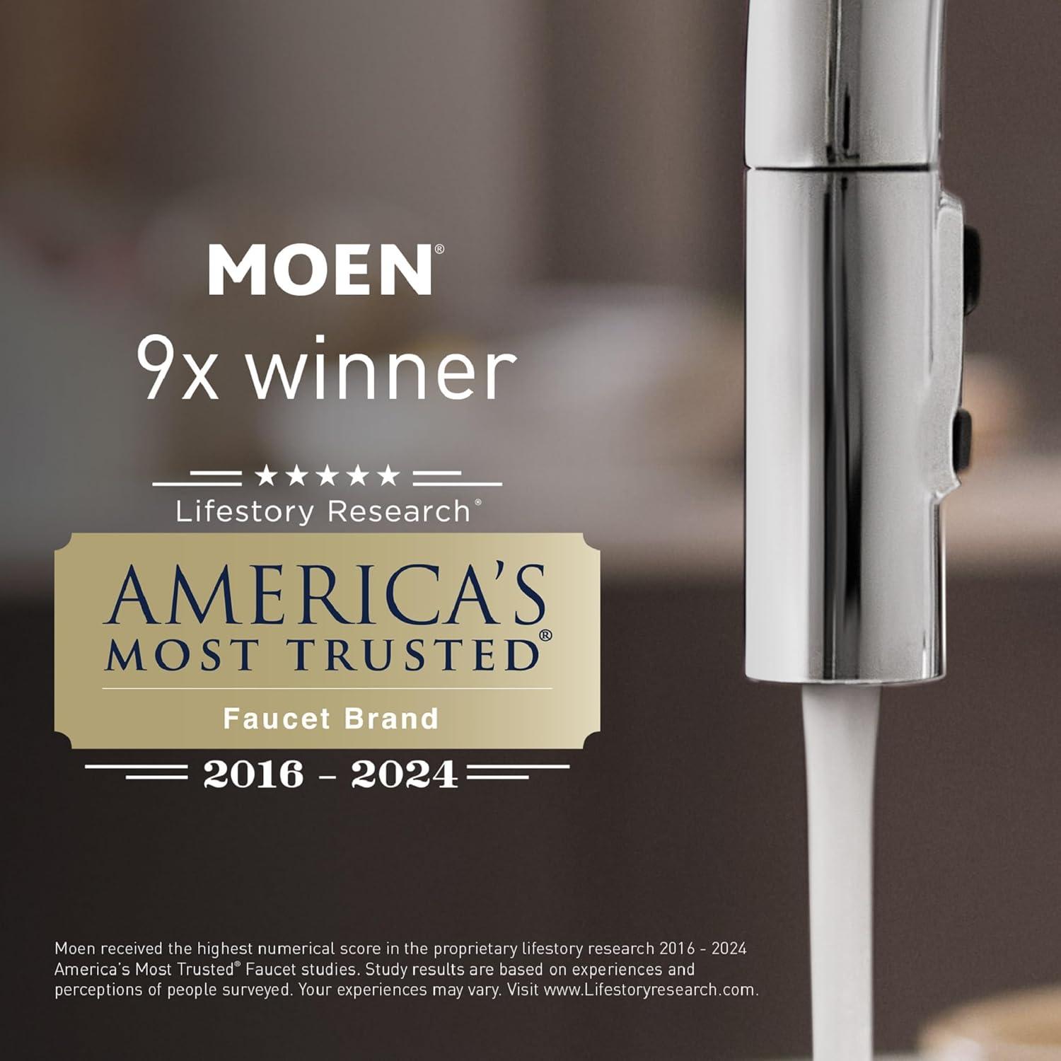 image:imageMoen Velocity Chrome TwoFunction Rainshower 8Inch Shower Head with Immersion Technology for a HighPressure Rinse S6320Brushed Nickel