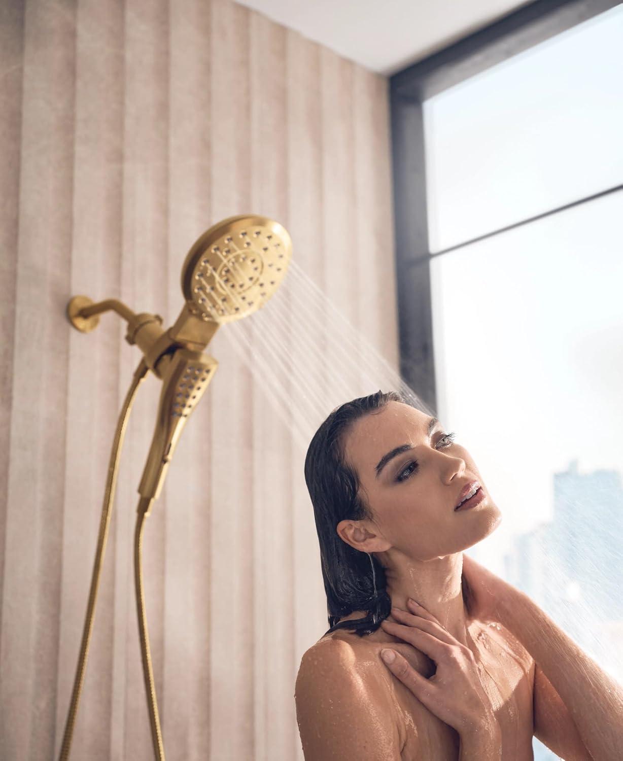 image:imageMoen Verso Brushed Nickel EightFunction 7 Wide Spray Shower Head and Detachable Handshower Combo with 72 Hose 220C3BNBrushed Gold