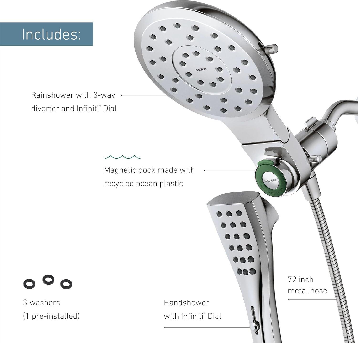 image:imageMoen Verso Brushed Nickel EightFunction 7 Wide Spray Shower Head and Detachable Handshower Combo with 72 Hose 220C3BNMatte Black