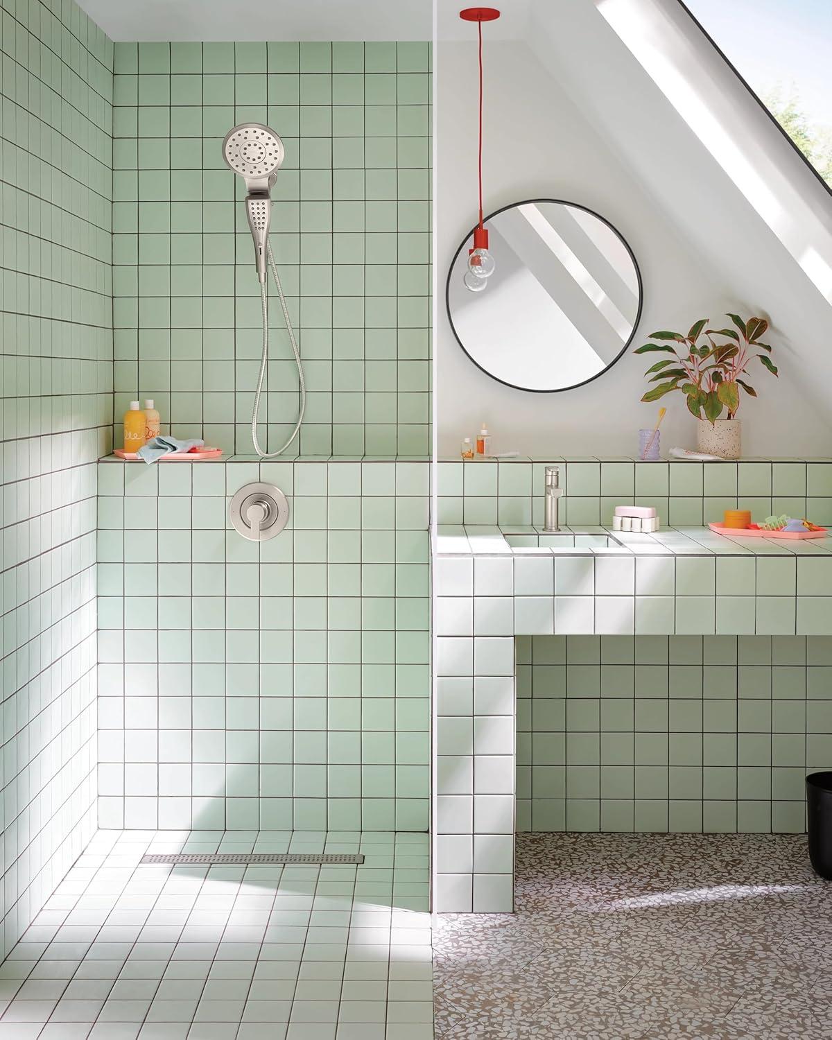 image:imageMoen Verso Chrome Round Rain Shower Head and Detachable Handshower Combination with Magnetix Docking System and 60inch Metal Hose 220C2Spot Resist Nickel