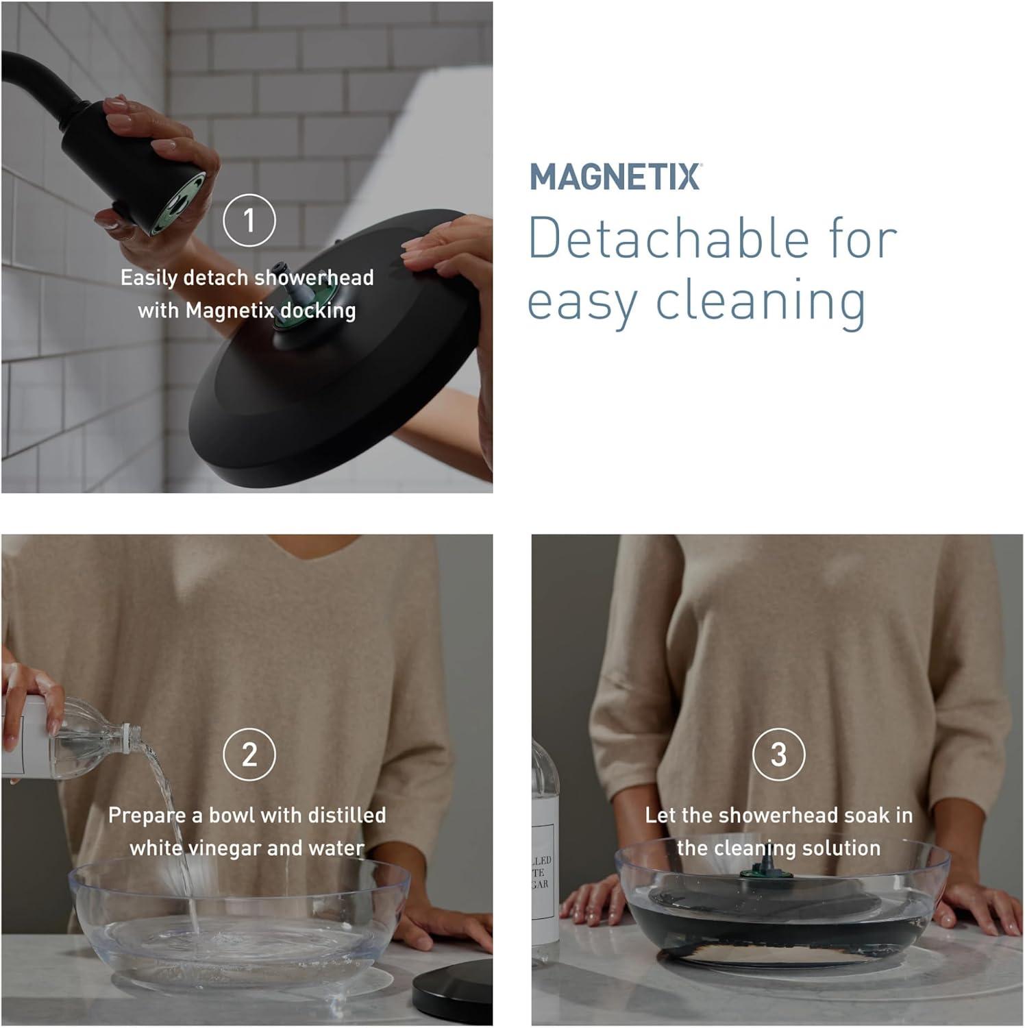 image:imageMoen Verso EcoPerformance Round 9 Rain Shower Head with Infiniti Dial and Magnetix Docking 175 GPM Adjustable Rainfall Shower Spot Resist Brushed Nickel 220R2EPSRNMatte Black