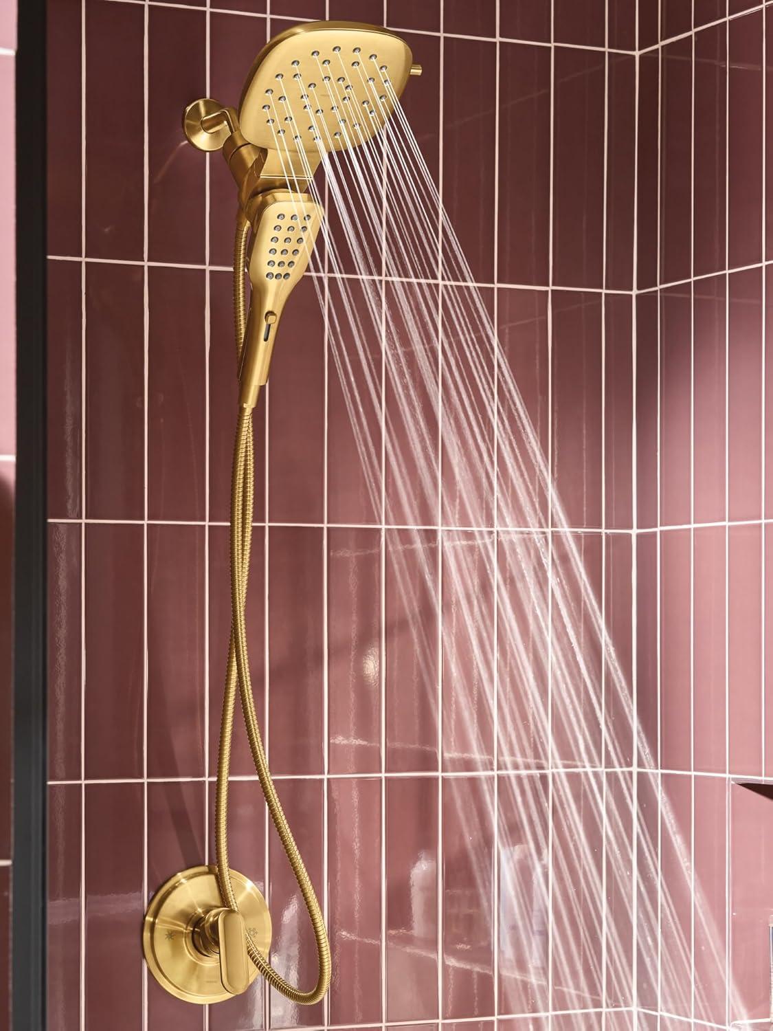image:imageMoen Verso Infiniti Dial Square Rain Shower Head with Detachable Hand Shower Combo 7Inch Spray Head Chrome 220C5Brushed Gold