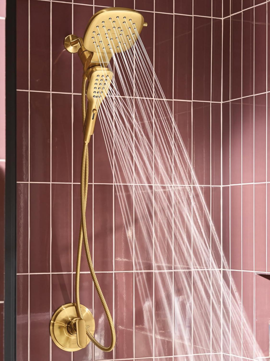 image:imageMoen Verso Infiniti Dial Square Rain Shower Head with Detachable Hand Shower Combo 7Inch Spray Head Chrome 220C5Brushed Gold