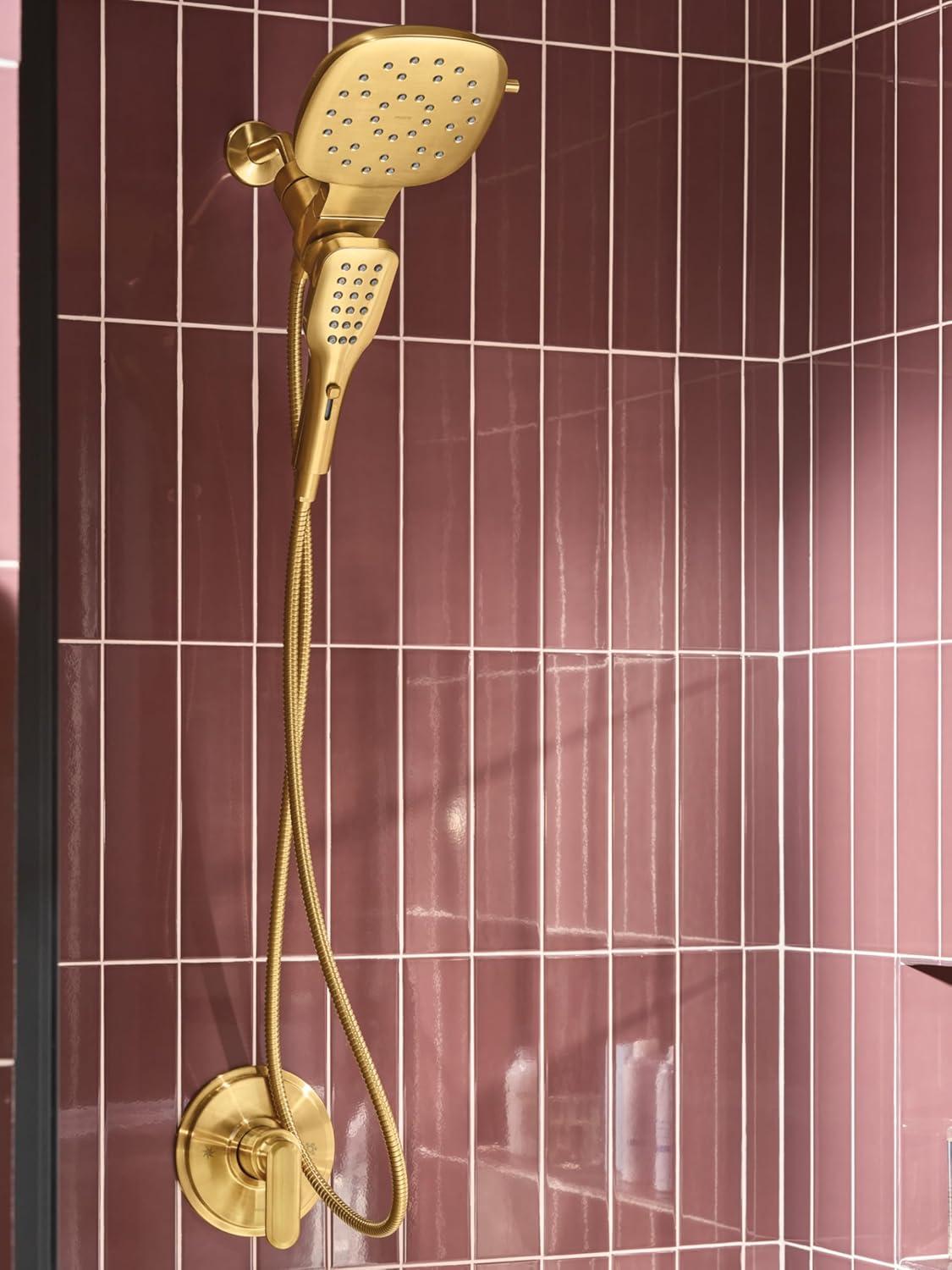 image:imageMoen Verso Infiniti Dial Square Rain Shower Head with Detachable Hand Shower Combo 7Inch Spray Head Chrome 220C5Brushed Gold