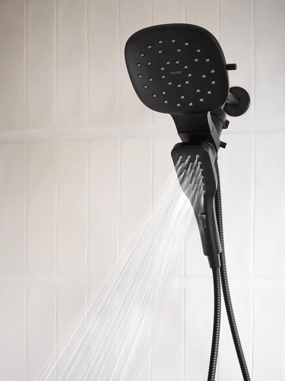 image:imageMoen Verso Infiniti Dial Square Rain Shower Head with Detachable Hand Shower Combo 7Inch Spray Head Chrome 220C5Matte Black