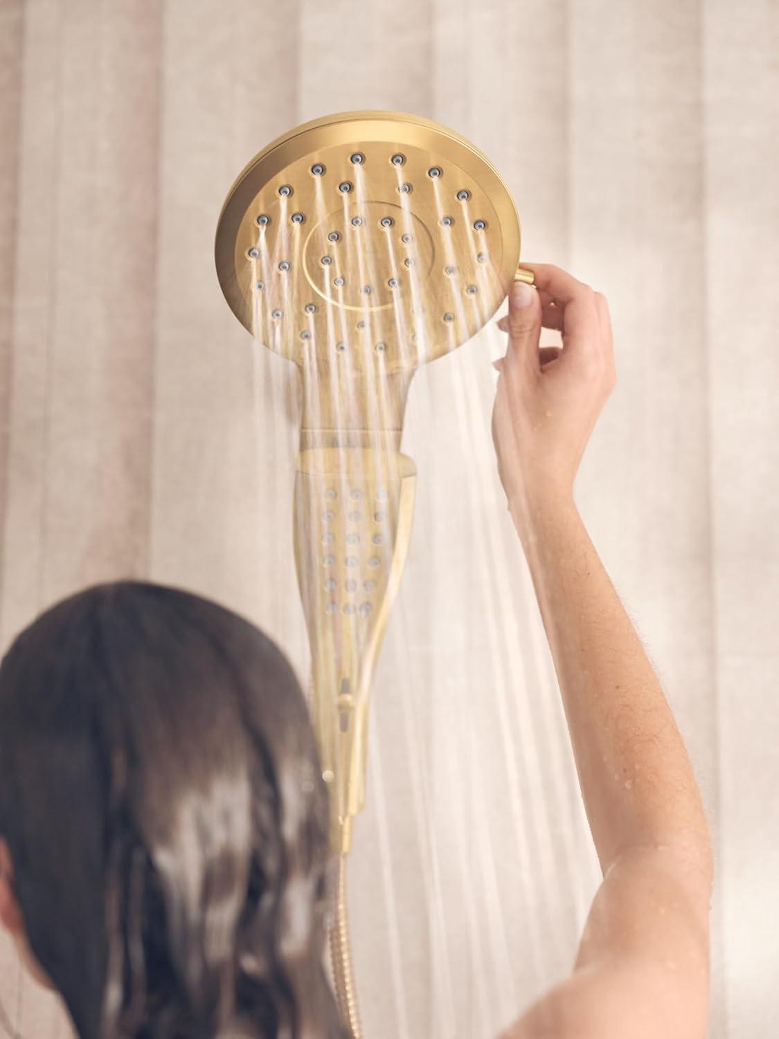 image:imageMoen Verso Matte Black EightFunction 7 Diameter Spray Head Standard with Handshower and 72inch Hose with Eco Performance 220C3EPBLBrushed Gold