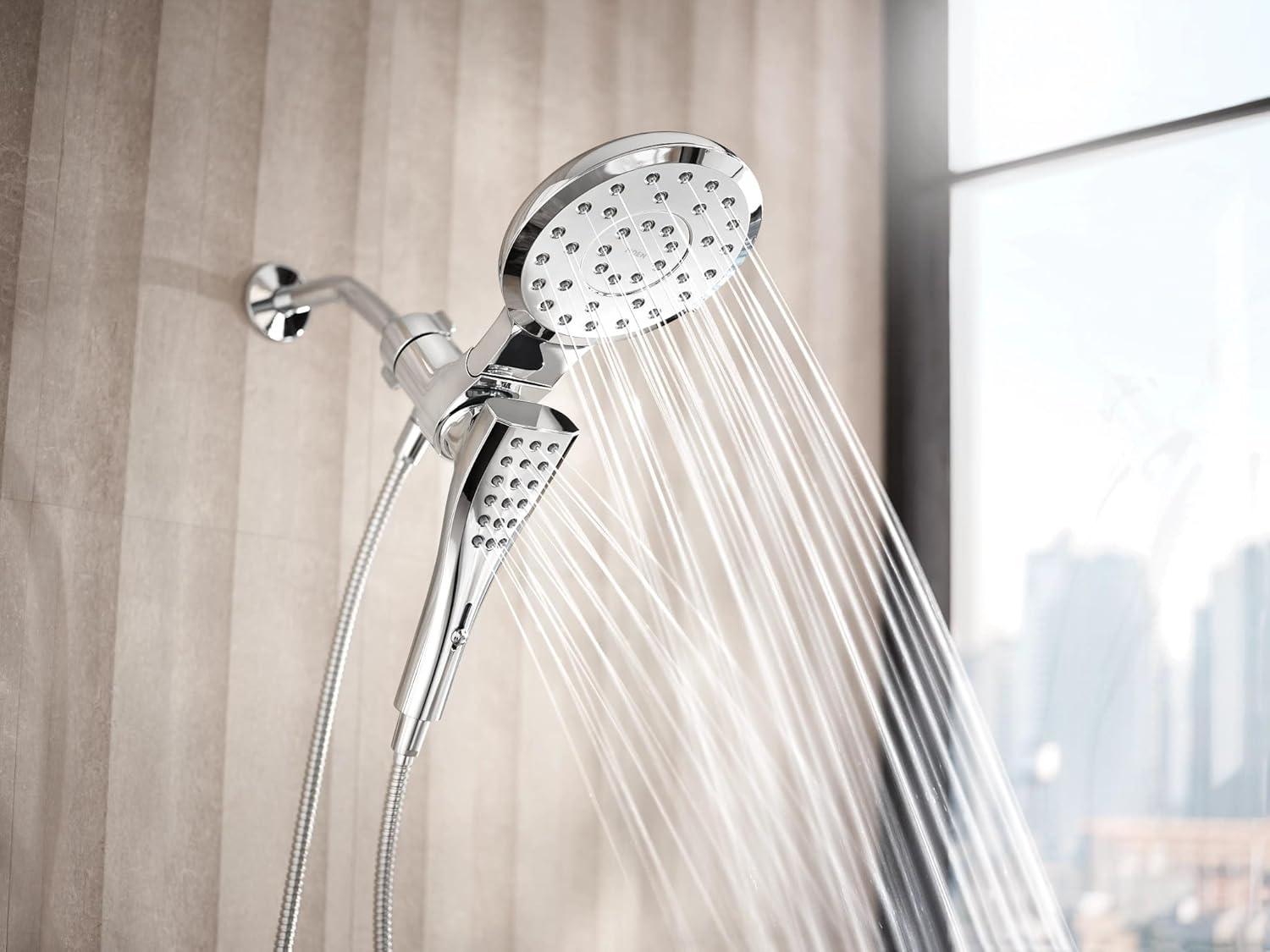image:imageMoen Verso Matte Black EightFunction 7 Diameter Spray Head Standard with Handshower and 72inch Hose with Eco Performance 220C3EPBLChrome