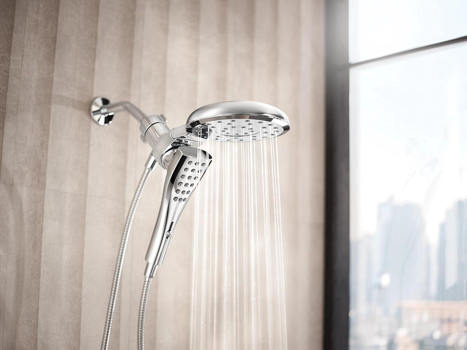 image:imageMoen Verso Matte Black EightFunction 7 Diameter Spray Head Standard with Handshower and 72inch Hose with Eco Performance 220C3EPBLChrome