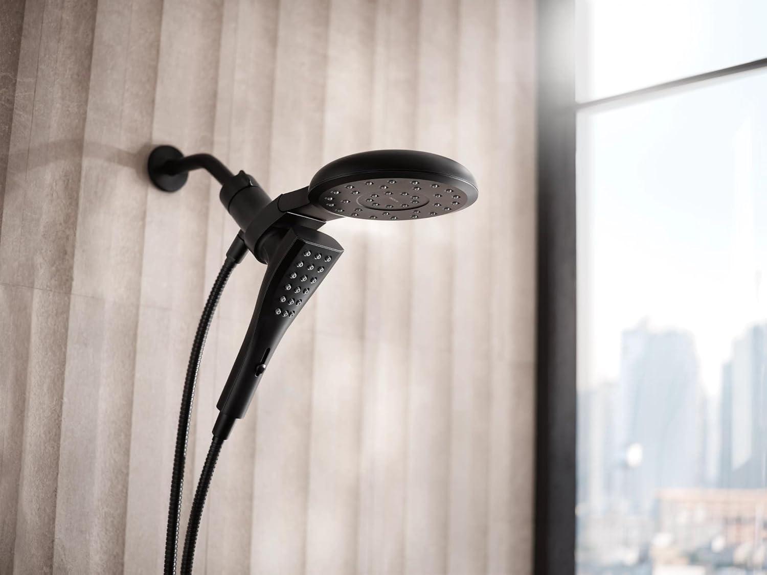 image:imageMoen Verso Matte Black EightFunction 7 Diameter Spray Head Standard with Handshower and 72inch Hose with Eco Performance 220C3EPBLMatte Black