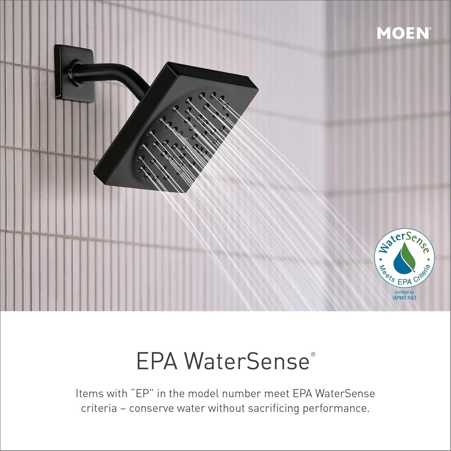 image:imageMoen Verso Matte Black EightFunction 7 Diameter Spray Head Standard with Handshower and 72inch Hose with Eco Performance 220C3EPBLMatte Black