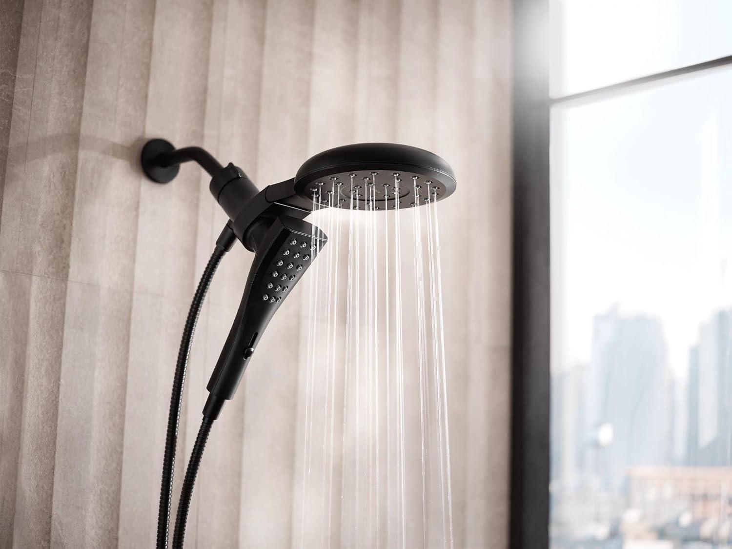 image:imageMoen Verso Matte Black EightFunction 7 Diameter Spray Head Standard with Handshower and 72inch Hose with Eco Performance 220C3EPBLMatte Black