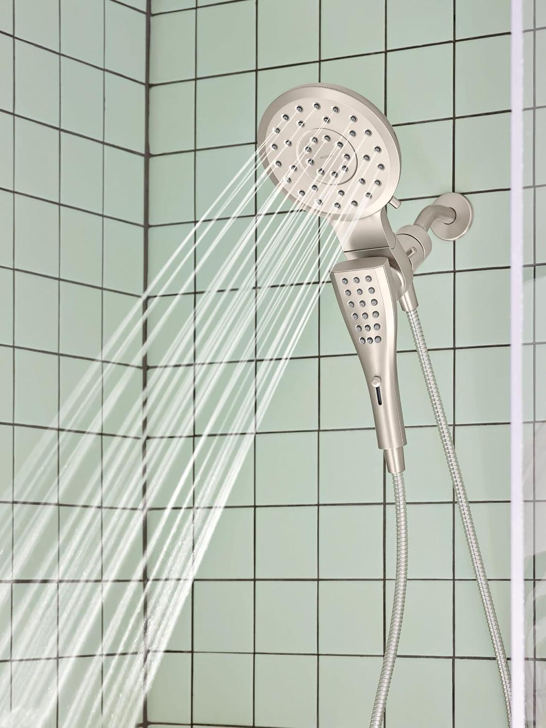 image:imageMoen Verso Round Rain Showerhead and Handshower Combination with Infiniti Dial and Magnetix Docking 60 Hose Matte Black 220C2EPBLSpot Resist Nickel