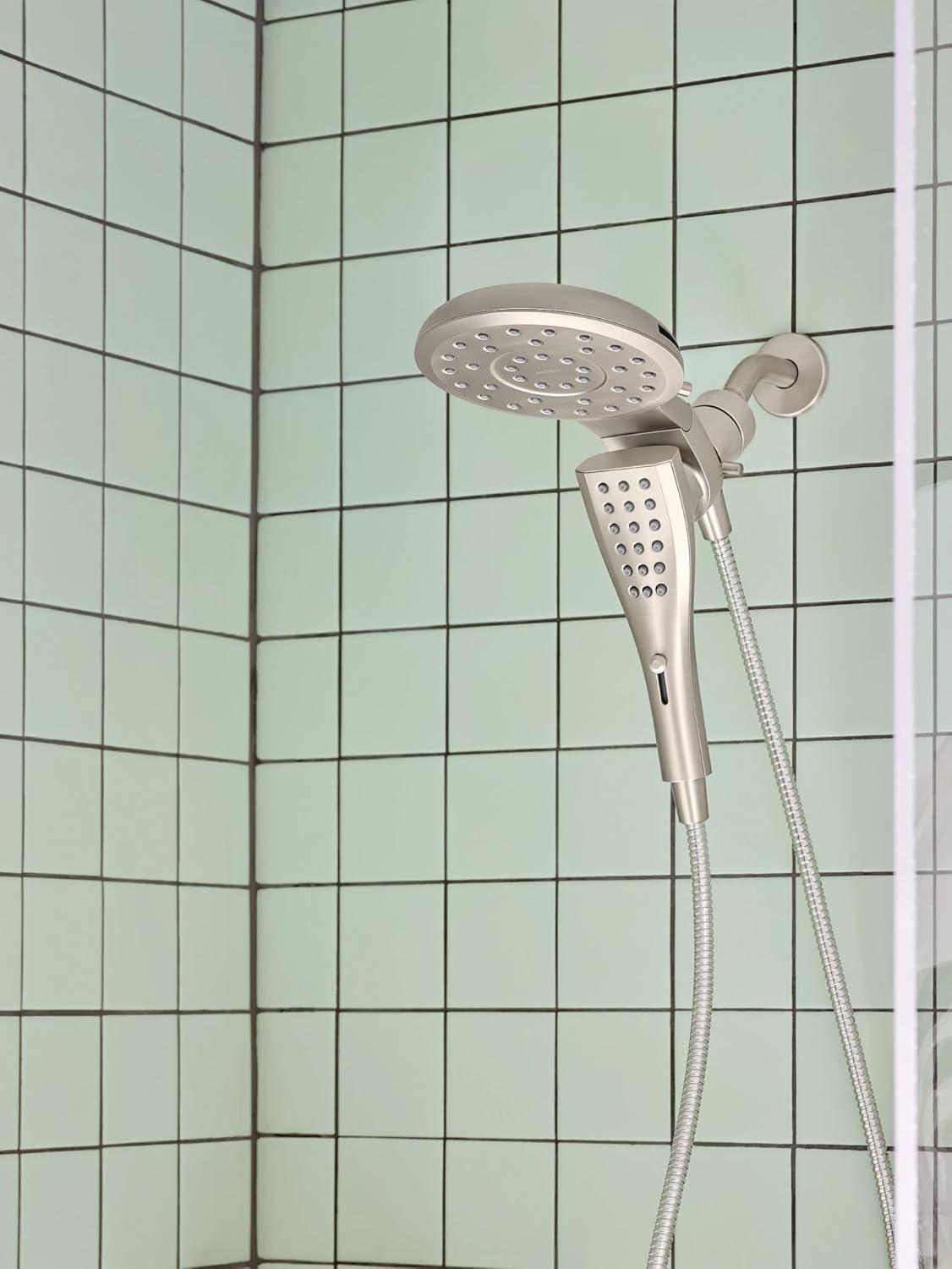 image:imageMoen Verso Round Rain Showerhead and Handshower Combination with Infiniti Dial and Magnetix Docking 60 Hose Matte Black 220C2EPBLSpot Resist Nickel