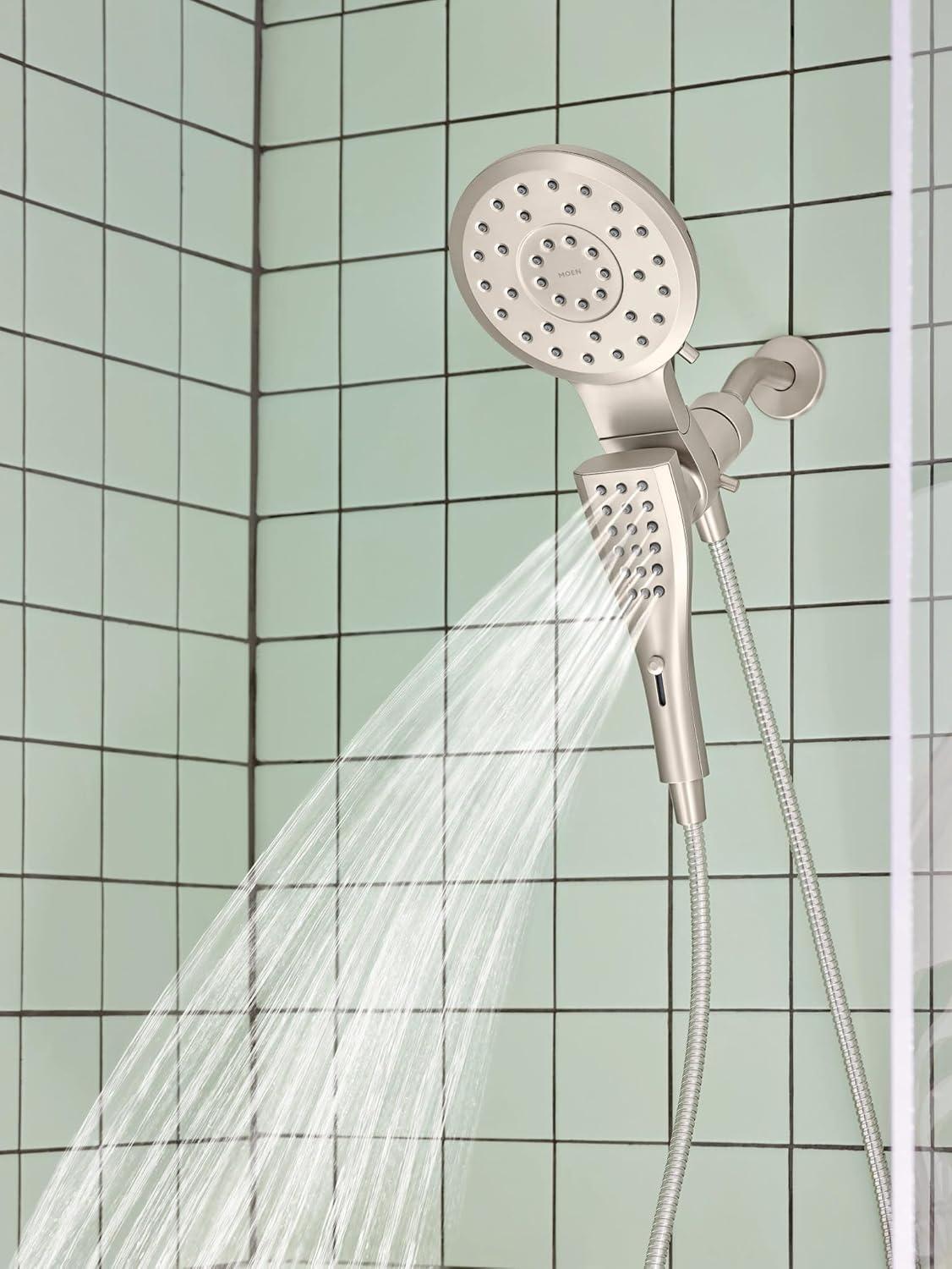 image:imageMoen Verso Round Rain Showerhead and Handshower Combination with Infiniti Dial and Magnetix Docking 60 Hose Matte Black 220C2EPBLSpot Resist Nickel