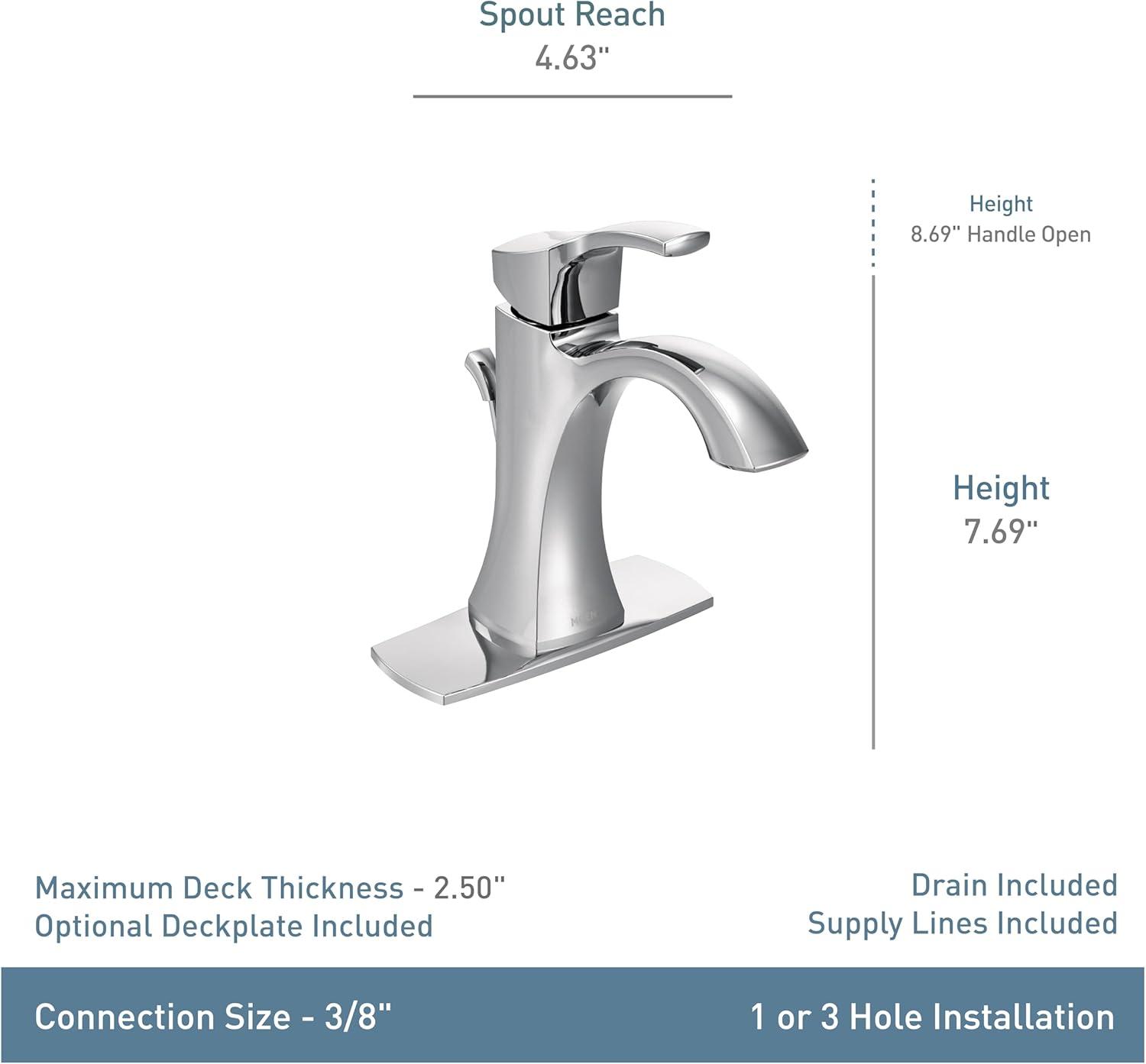 image:imageMoen Voss Brushed Gold OneHandle HighArc Bathroom Faucet with Drain Assembly for SingleHole Sink 6903BGChrome