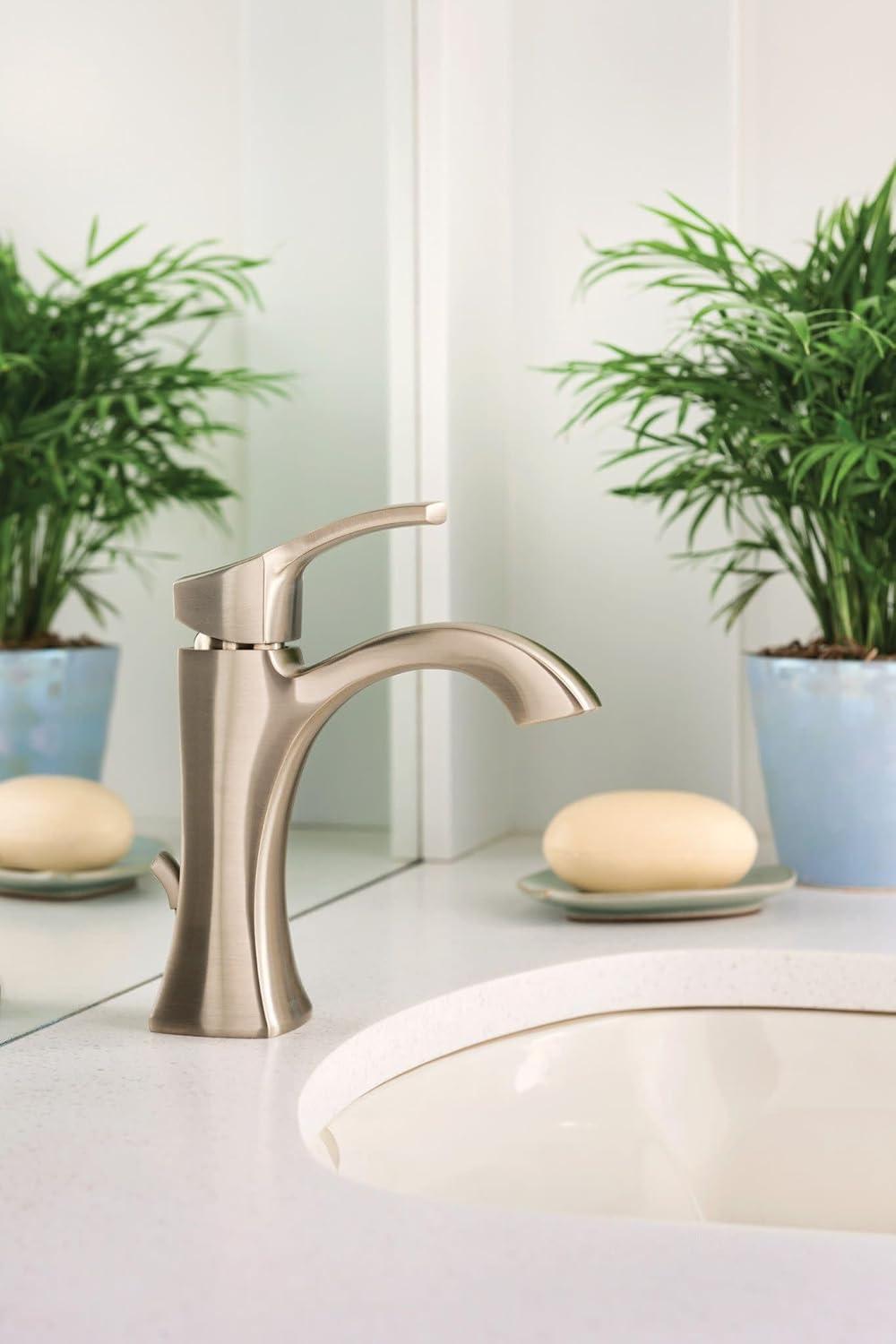 image:imageMoen Voss Brushed Gold OneHandle HighArc Bathroom Faucet with Drain Assembly for SingleHole Sink 6903BGNickel