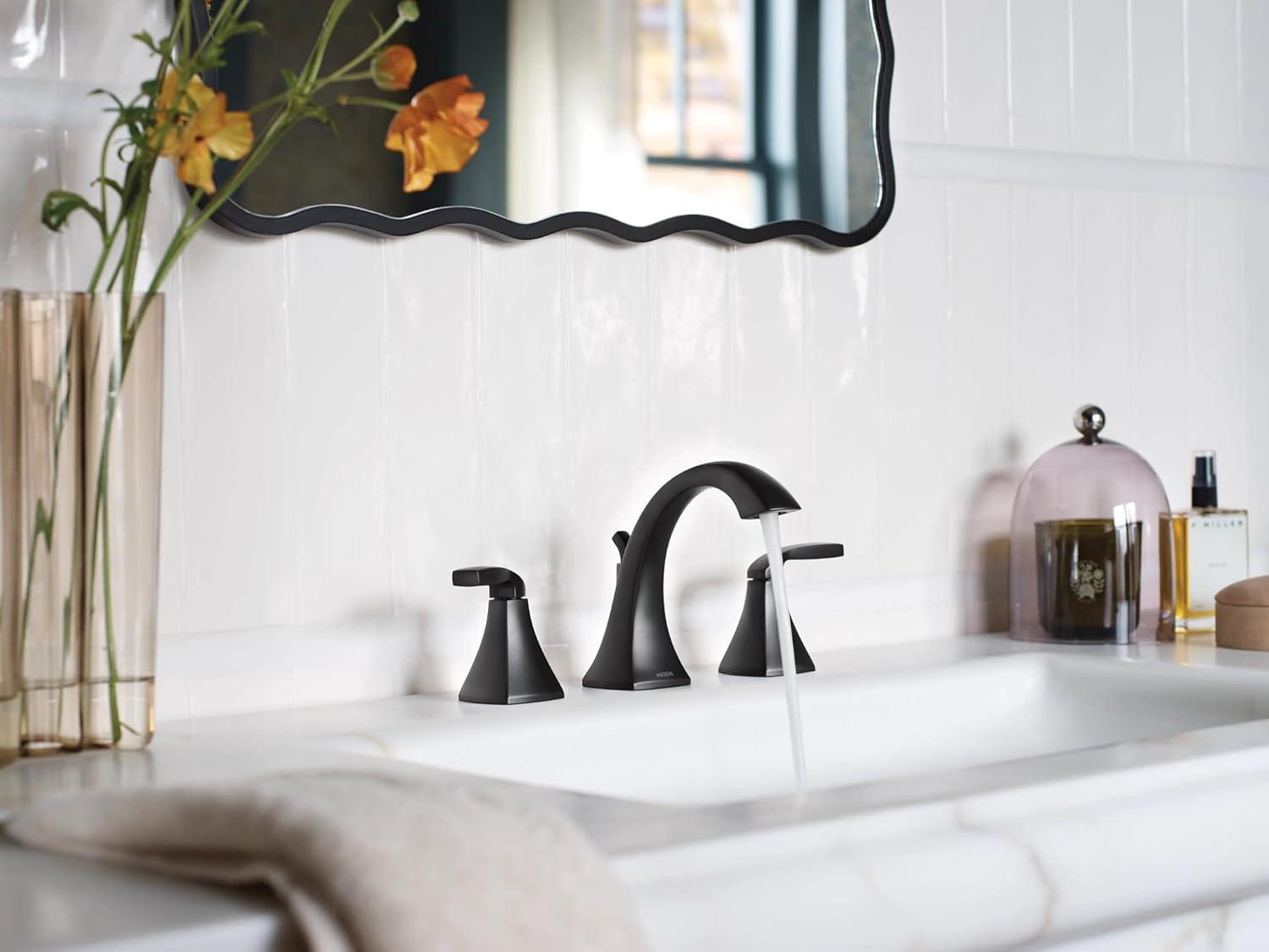 image:imageMoen Voss Matte Black TwoHandle Widespread Bathroom Faucet Trim Kit Valve Required T6905BL