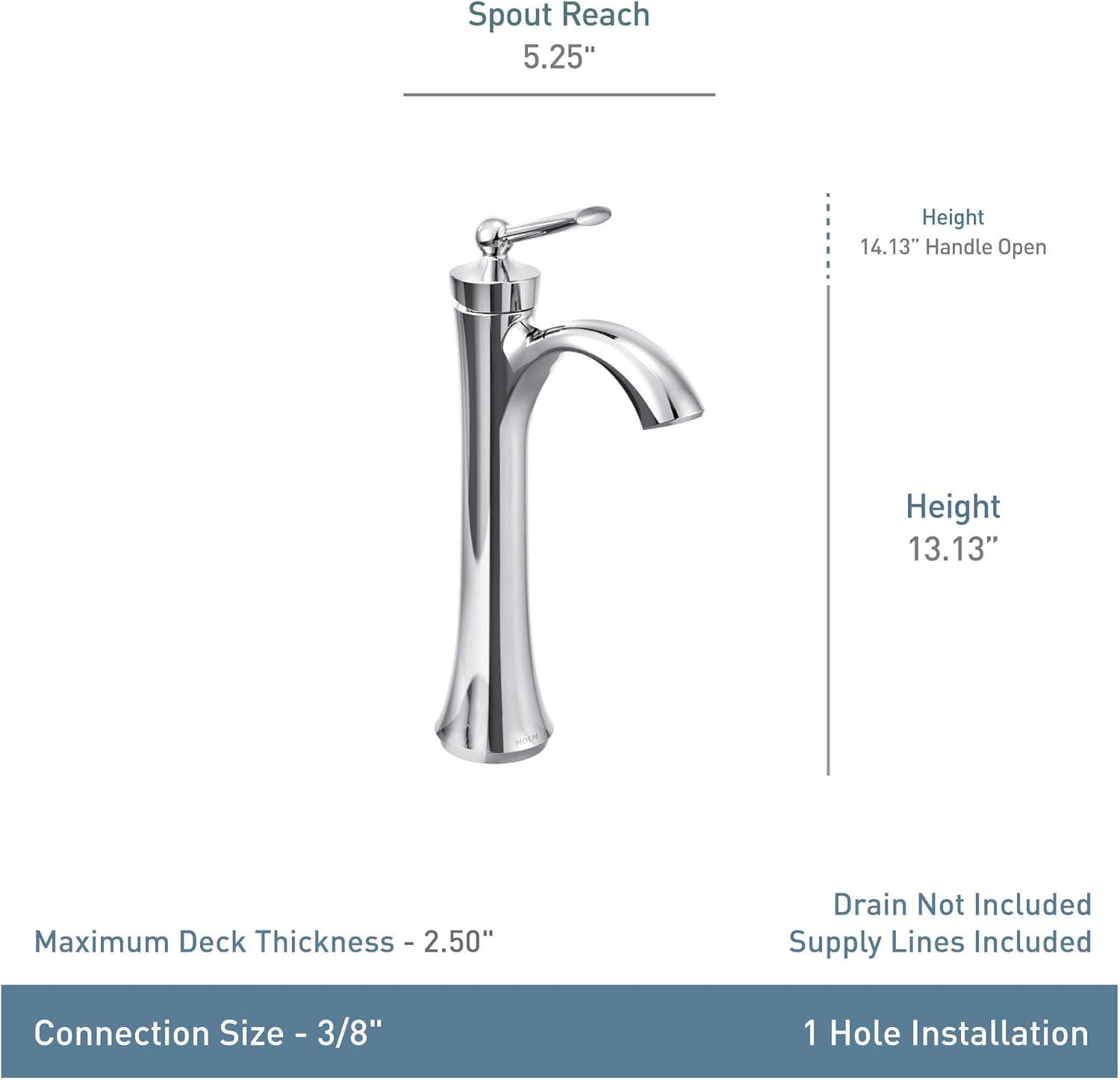 image:imageMoen Wynford Chrome OneHandle High Arc Vessel Sink Bathroom Faucet 4507Chrome