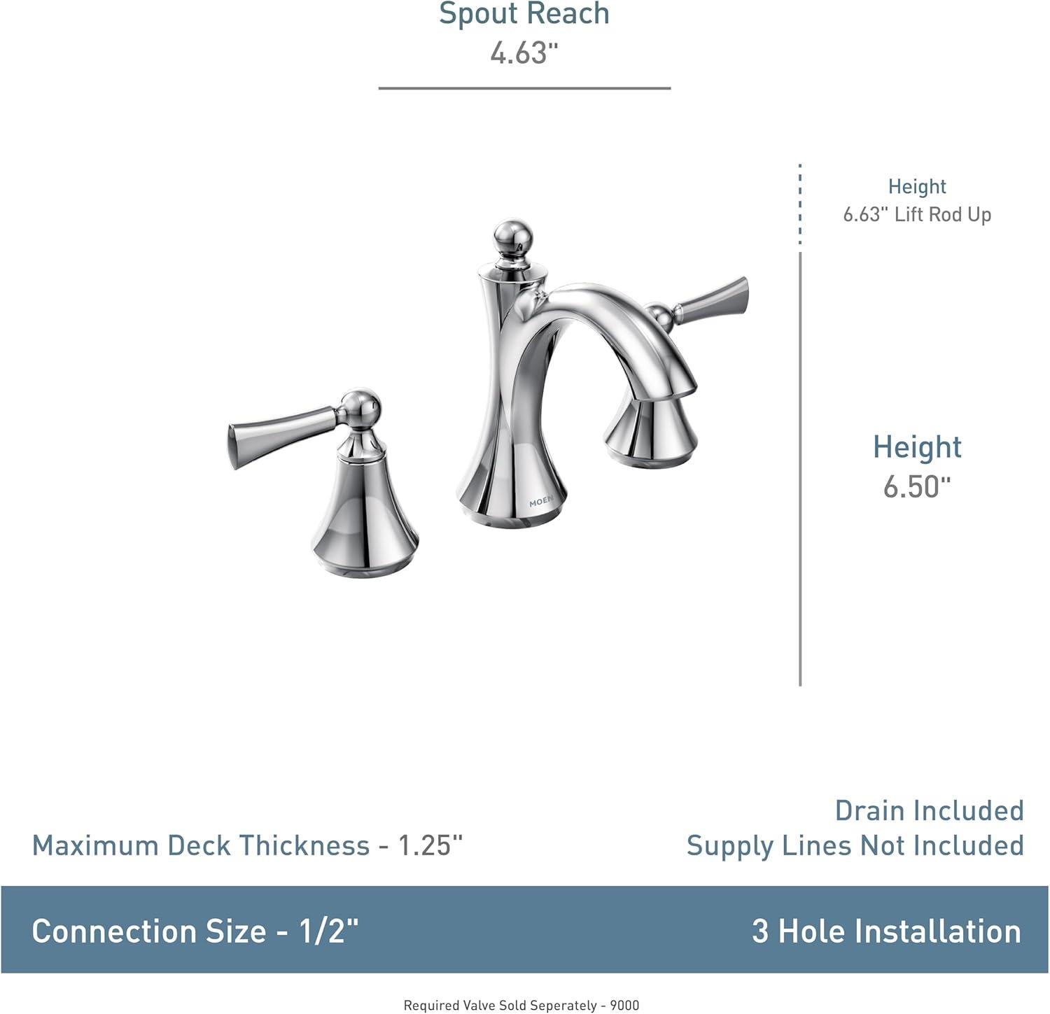 image:imageMoen Wynford Chrome TwoHandle Widespread HighArc Bathroom Faucet with Lever Handles Valve Required T4520Chrome