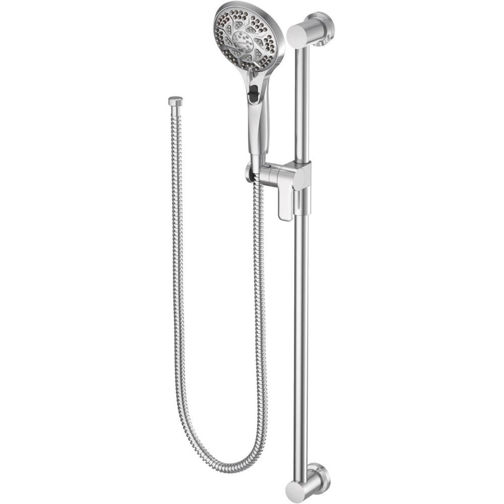 image:imageMoen 3671EP 5Function Massaging Handshower with Toggle Pause Includes 30Inch Slide Bar and 69Inch Hose ChromeChrome