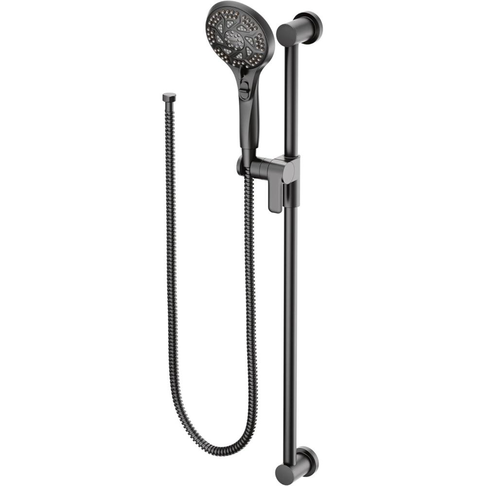 image:imageMoen 3671EP 5Function Massaging Handshower with Toggle Pause Includes 30Inch Slide Bar and 69Inch Hose ChromeMatte Black