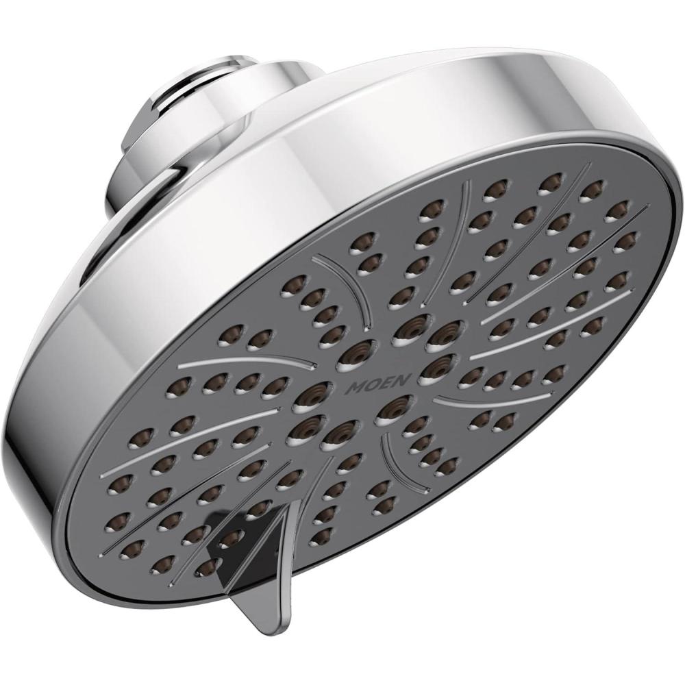 image:imageMoen 6512EPBL Gibson EcoPerformance SixFunction Showerhead Pressure Boosting Shower Head for an Immersive HighPressure Spray 45Inch Diameter Matte BlackChrome
