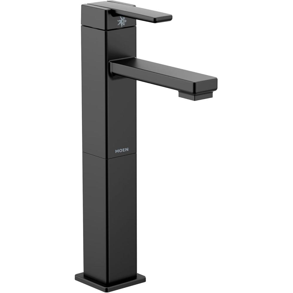 image:imageMoen 90 Degree Matte Black OneHandle Single Hole Vessel Sink Modern Bathroom Faucet S6712BL