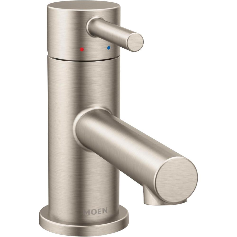 image:imageMoen Align Brushed Gold OneHandle Single Hole Low Profile Modern Bathroom Faucet with Drain Assembly 6191BGBrushed Nickel