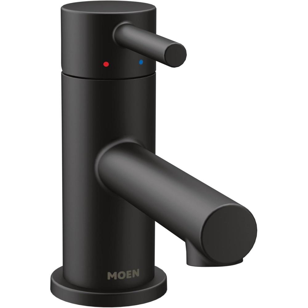 image:imageMoen Align Brushed Gold OneHandle Single Hole Low Profile Modern Bathroom Faucet with Drain Assembly 6191BGMatte Black