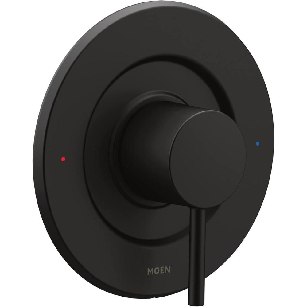image:imageMoen Align Matte Black Pressure Balancing Modern Trim Kit Featuring Bathroom Shower Lever Handle for Temperature Adjustment PosiTemp Valve Required T2191BLMatte Black