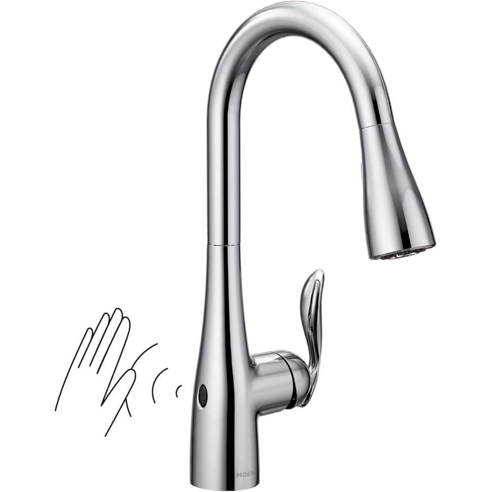 image:imageMoen Arbor Spot Resist Stainless Motionsense Wave Sensor Touchless OneHandle Single Hole Kitchen Sink Faucet 7594EWSRSChrome
