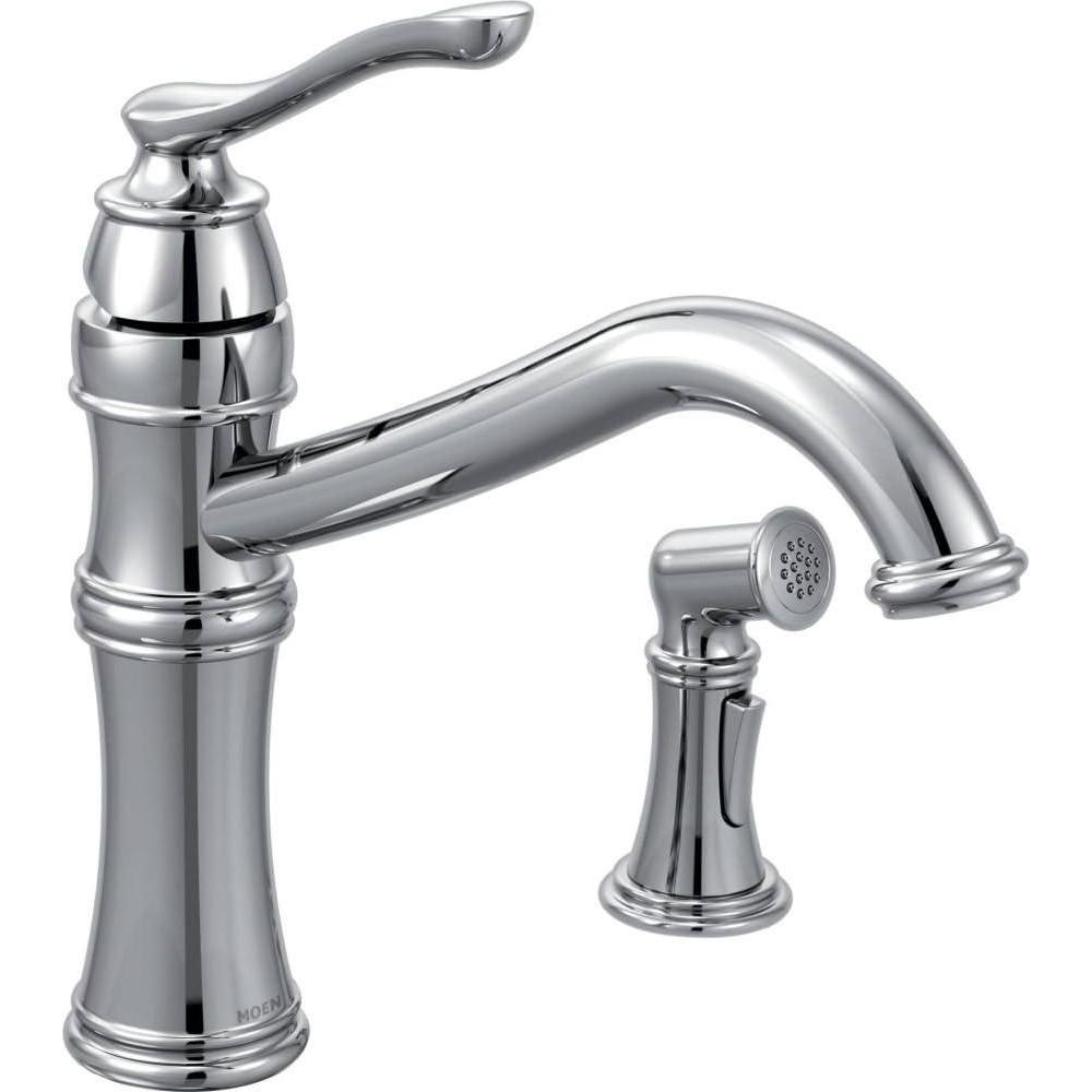 image:imageMoen Belfield Oil Rubbed Bronze Traditional One Handle High Arc Kitchen Faucet with Side Spray and Optional Deckplate Included 7245ORBChrome