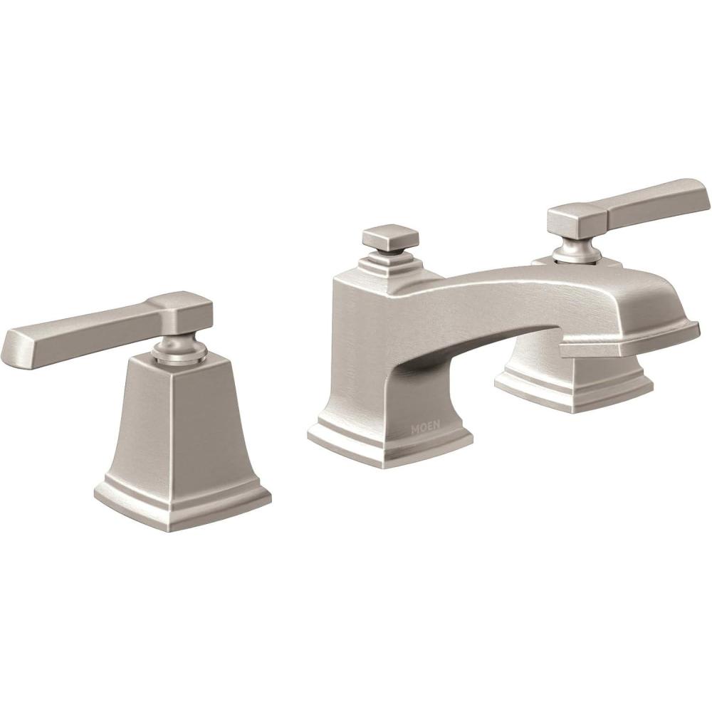 image:imageMoen Boardwalk TwoHandle High Arc Widespread Bathroom Sink Faucet for 3Hole Setups with Valve Included Mediterranean Bronze TV6220BRBSpot Resist Brushed Nickel