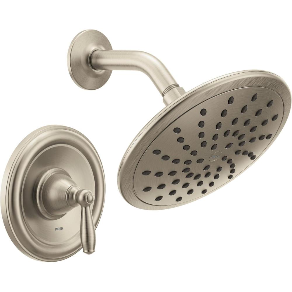 image:imageMoen Brantford Brushed Nickel PosiTemp Shower Trim Kit with 8Inch EcoPerformance Rainshower and Traditional Handle Valve Required T2252EPBN
