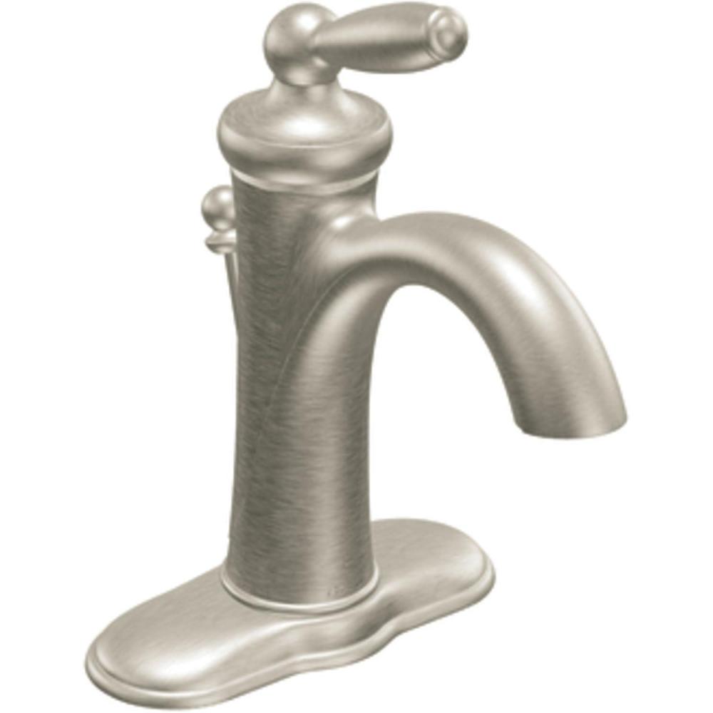 image:imageMoen Brantford OilRubbed Bronze OneHandle Traditional LowArc Bathroom Faucet with Optional Deckplate and Available Vessel Sink Extension Kit 6600ORBBrushed Nickel