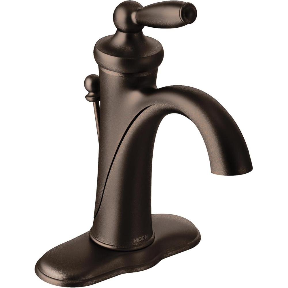 image:imageMoen Brantford OilRubbed Bronze OneHandle Traditional LowArc Bathroom Faucet with Optional Deckplate and Available Vessel Sink Extension Kit 6600ORBOil Rubbed Bronze