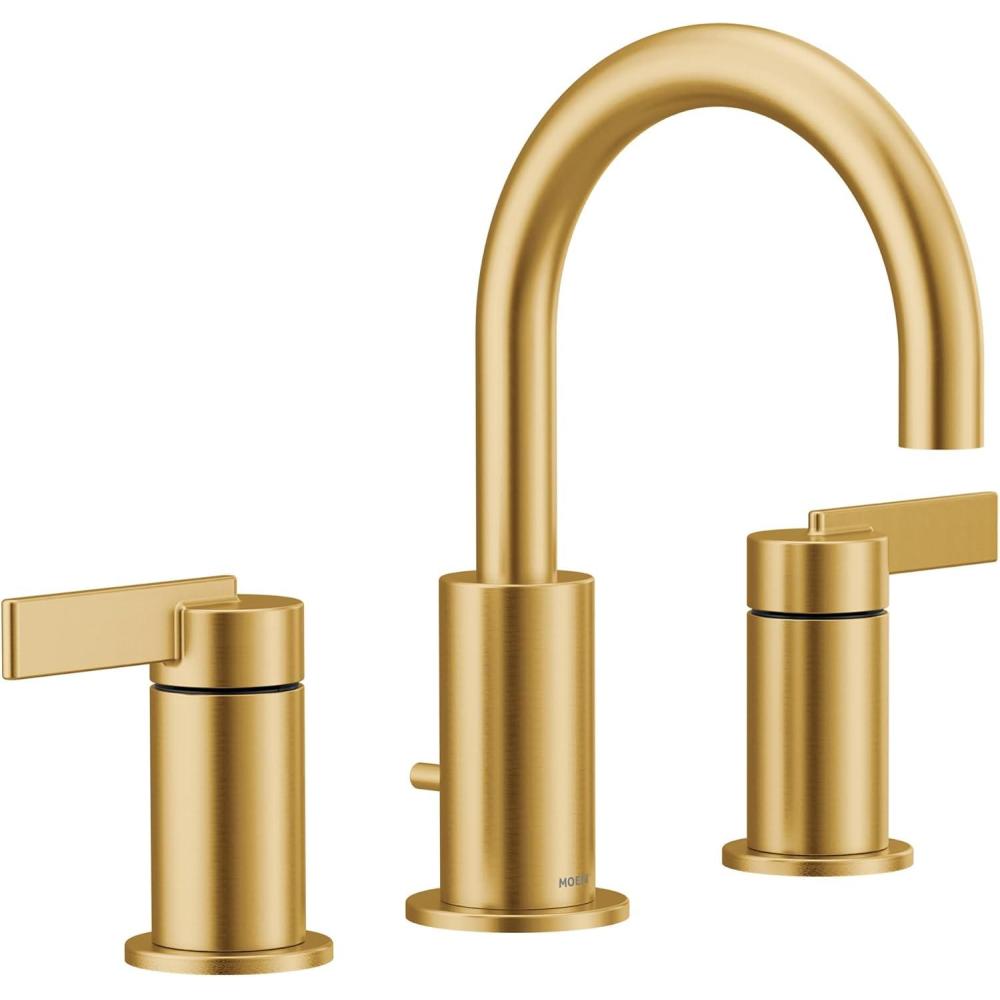 image:imageMoen Brushed Gold Cia Widespread 2Handle HighArc Bathroom Faucet for 3Hole Bath Sink Valve Required T6222BGBrushed Gold