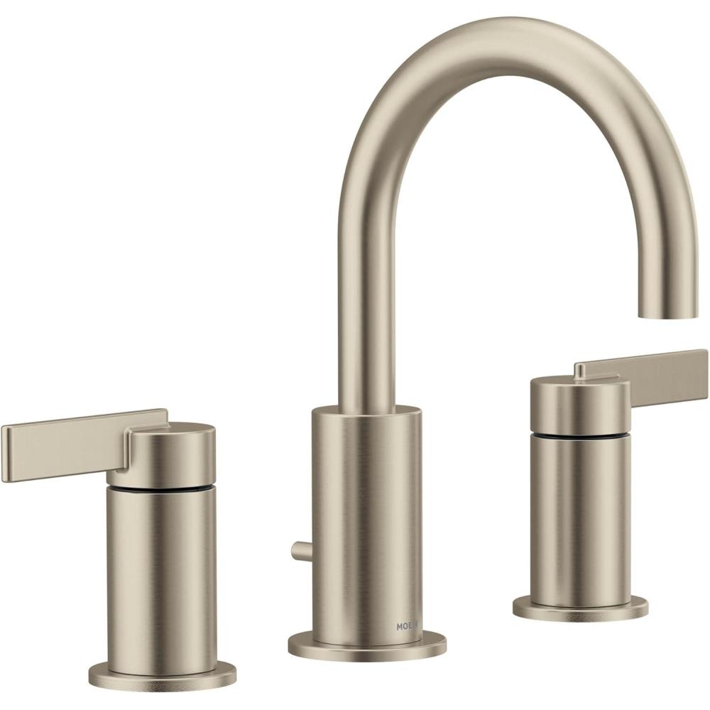 image:imageMoen Brushed Gold Cia Widespread 2Handle HighArc Bathroom Faucet for 3Hole Bath Sink Valve Required T6222BGBrushed Nickel