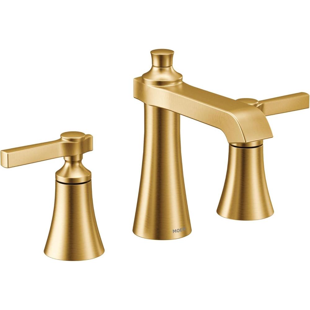 image:imageMoen Brushed Gold Flara TwoHandle 8 in Widespread Lever Handle Bathroom Faucet Trim Kit Valve Required TS6984BG