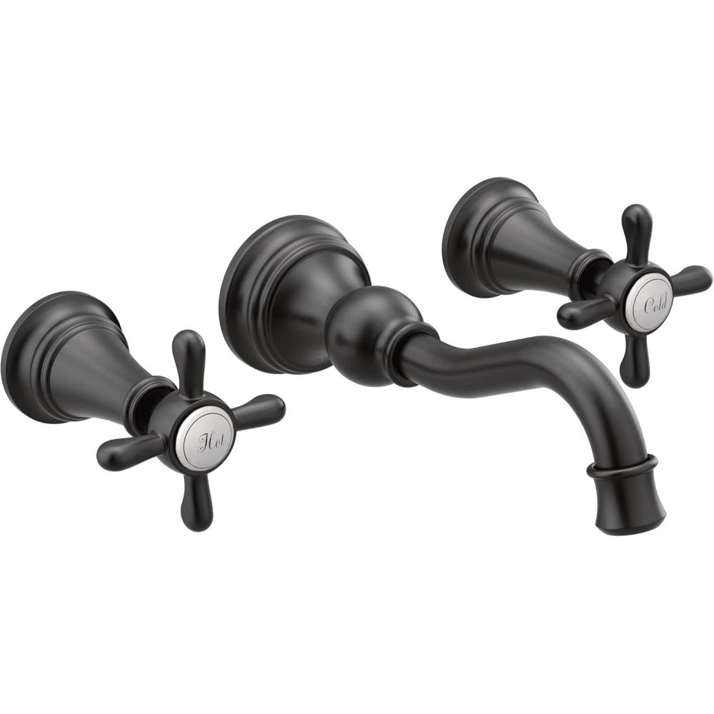 image:imageMoen Brushed Gold Weymouth 2Handle Wall Mount HighArc Bathroom Faucet Valve Sold Separately TS42112BGMatte Black