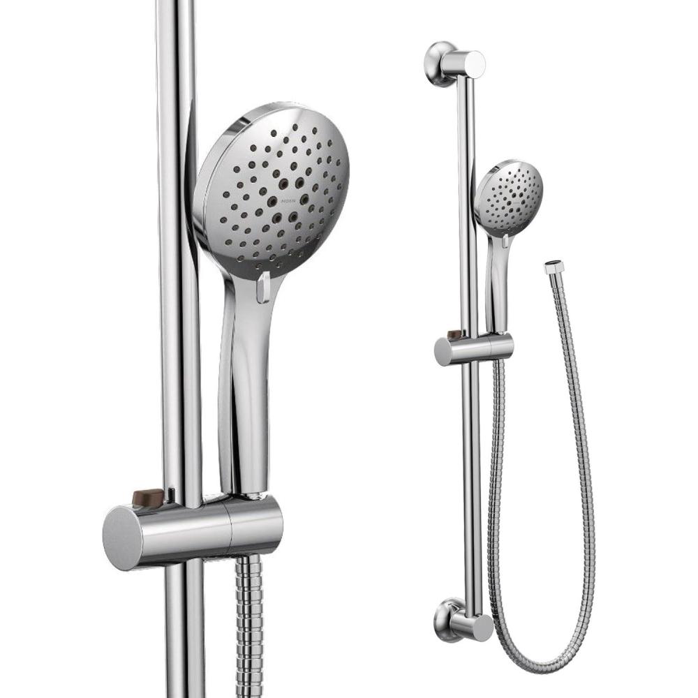 image:imageMoen Brushed Nickel EcoPerformance 5Function Handheld Removable Shower Head Adjustable 30Inch Slide Bar and 69Inch Long Hose 3558EPBNChrome