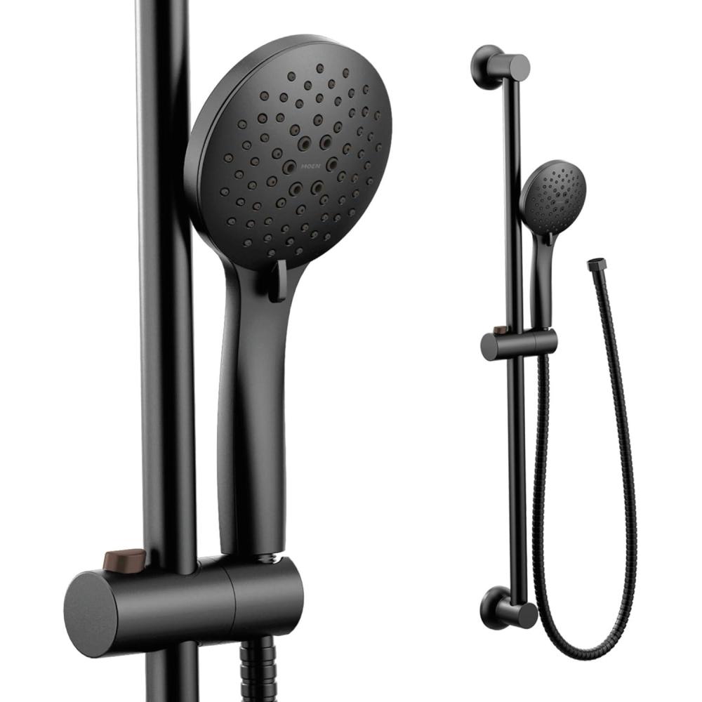 image:imageMoen Brushed Nickel EcoPerformance 5Function Handheld Removable Shower Head Adjustable 30Inch Slide Bar and 69Inch Long Hose 3558EPBNMatte Black
